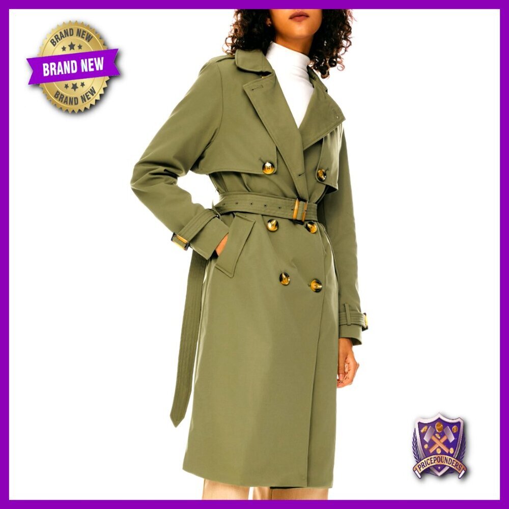 Double Breasted Trench Coat Belted Lapel Jacket Classic Elegant Chic Style